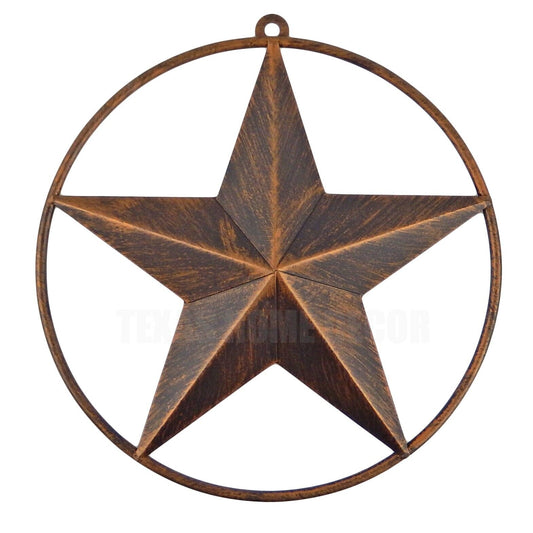 Texas Barn Star Smooth Ring Rustic Tin Metal Wall Decor Brushed Bronze 9 1/2 in