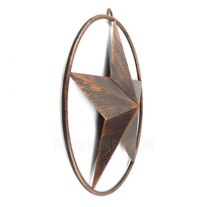 Texas Barn Star Smooth Ring Rustic Tin Metal Wall Decor Brushed Bronze 9 1/2 in