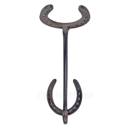 Horseshoe Coat & Hat Wall Rack Hanger Hook Rustic Western Rustic Brown Cast Iron