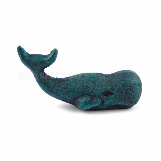 Whale Paperweight Figurine Cast Iron Very Heavy Office Nautical Teal 4.5"