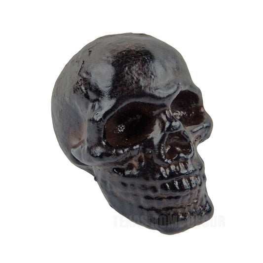 Small Human Skull Head Figurine Rustic Cast Iron Paperweight Gothic Biker