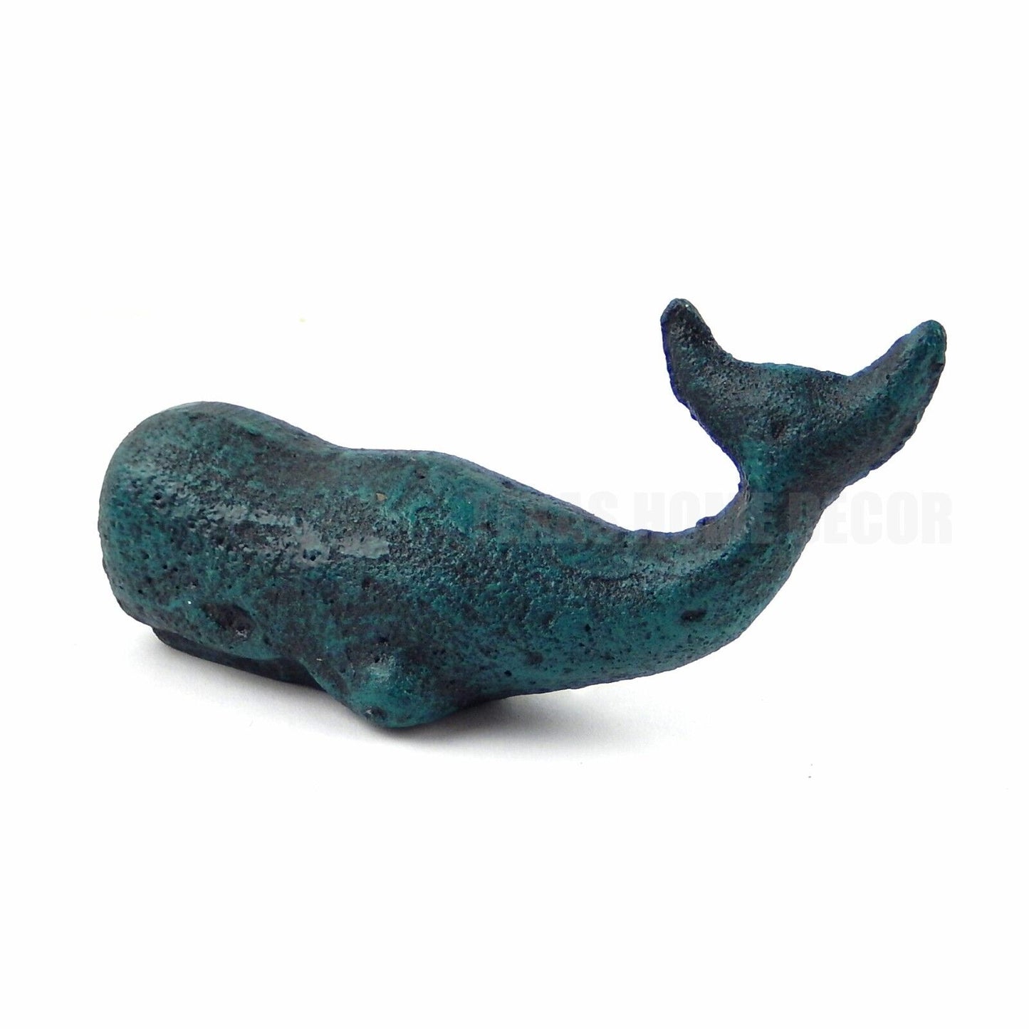 Whale Paperweight Figurine Cast Iron Very Heavy Office Nautical Teal 4.5"