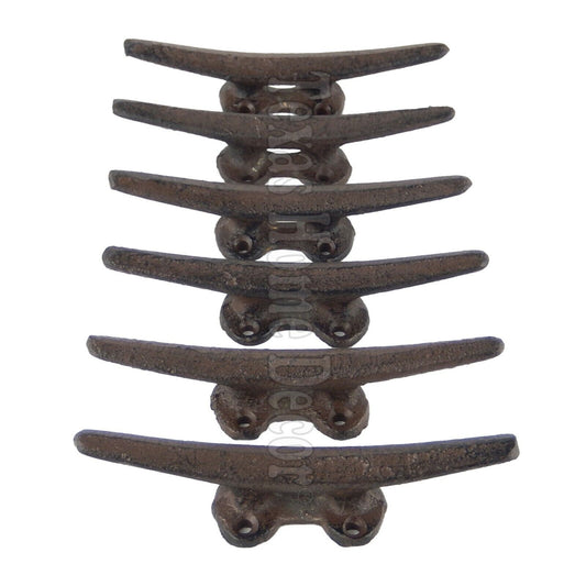 6 Cleat Boat Hooks Handles Cast Iron Ship Dock Nautical Decor Rustic Finish 5 in