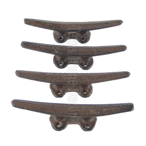 4 Cleat Boat Hooks Handles Cast Iron Ship Dock Nautical Decor Rustic Finish 5 in