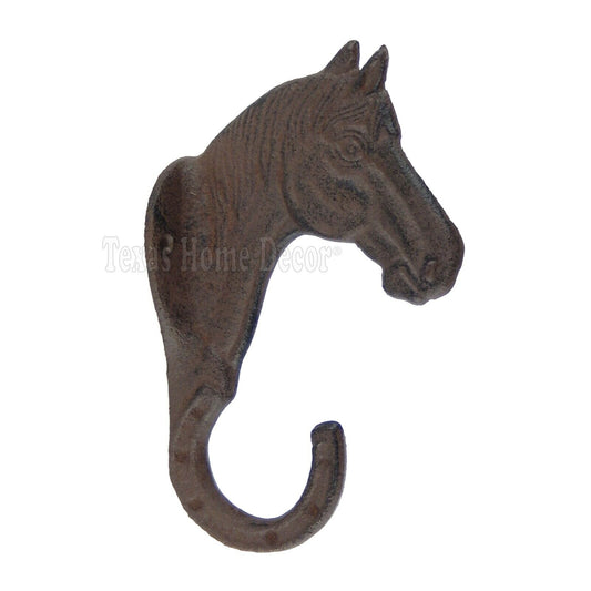 Large Horsehead Wall Hook Hanger Rustic Cast Iron Coat Towel Rack Western 8"