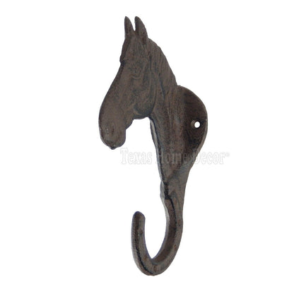 Large Horsehead Wall Hook Hanger Rustic Cast Iron Coat Towel Rack Western 8"