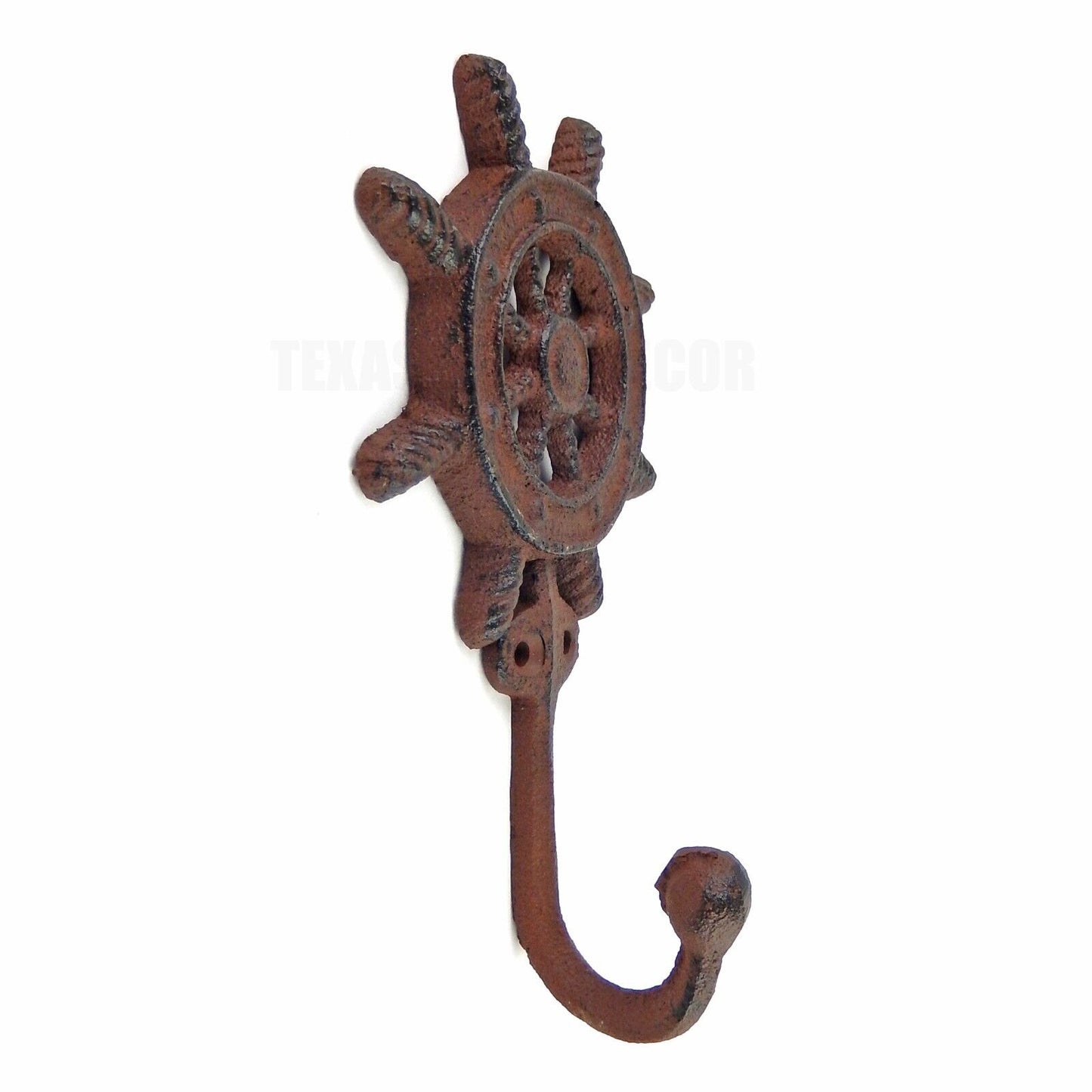 Cast Iron Ships Wheel Wall Hook Rustic Nautical Key Towel Coat Door Robe Hanger