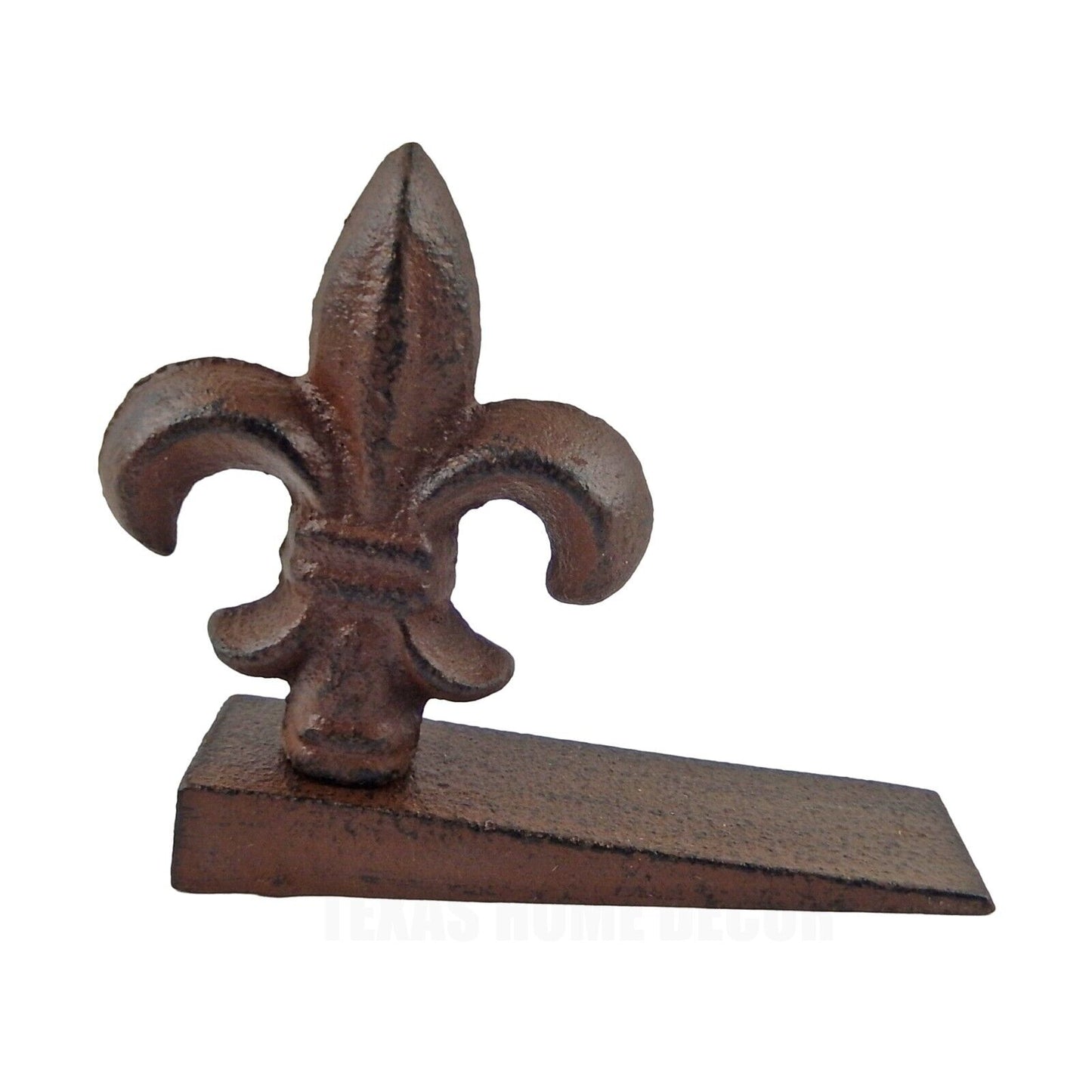 Cast Iron Fleur De Lis Door Wedge Rustic Victorian Style Antique Brown Look