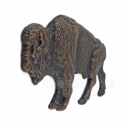 American Bison Buffalo Wall Decor Plaque Cast Iron Figurine Rustic Brown 7 x 5"