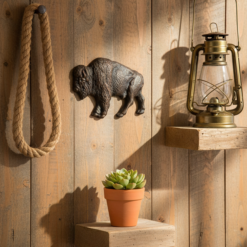 American Bison Buffalo Wall Decor Plaque Cast Iron Figurine Rustic Brown 7 x 5 inch
