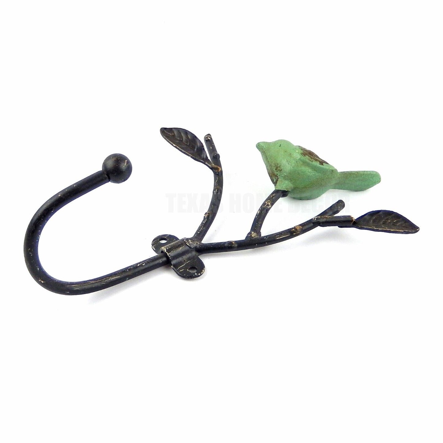 Perched Bird Leaf Tree Branch Wall Hook Wrought Iron Coat Towel Key Leash Hanger