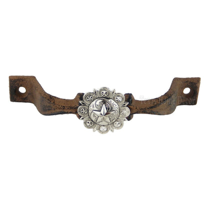 Rustic Star Handle Silver Concho Door Drawer Pull Cast Iron Antique Style 6 inch