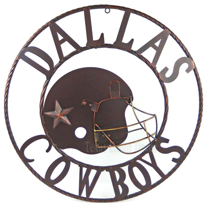 24" Metal Dallas Cowboys Rustic Wall Plaque Star Helmet NFL Decor Man Cave