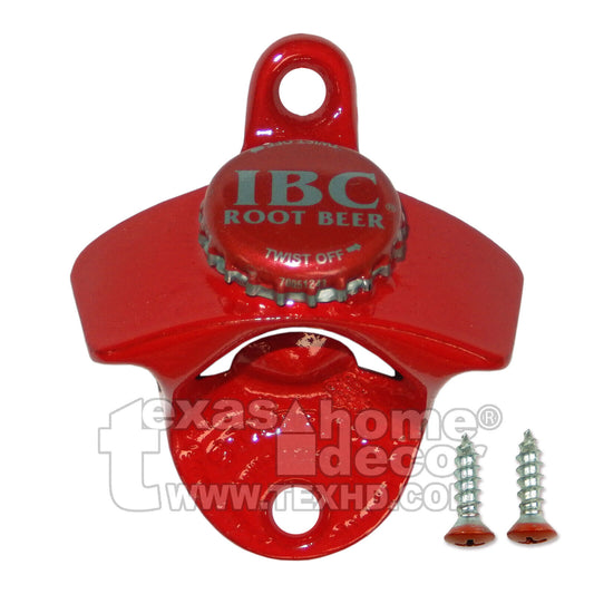 Red IBC Root Beer Cap Beer Bottle Opener Wall Mount Cast Iron Powder Coated