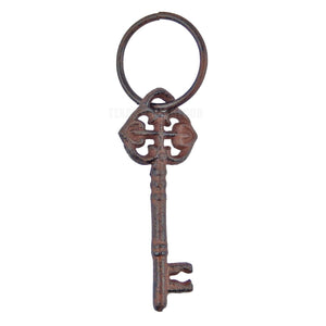 Small Skeleton Jailer's Key With Ring Cast Iron Rustic Antique Style Wall Decor