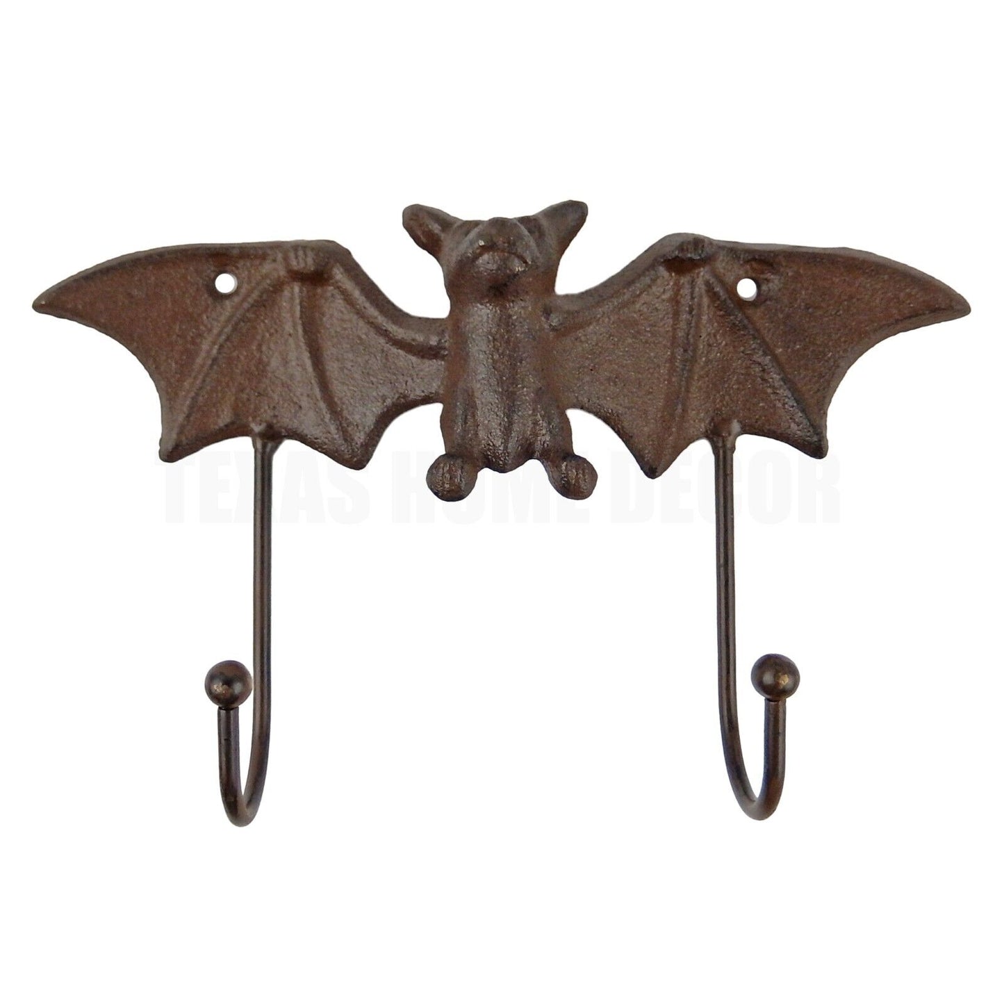 Flying Bat Wall Hook Gothic Vampire Key Towel Coat Hanger Rustic Brown Cast Iron