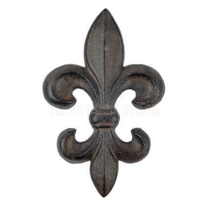 Cast Iron Fleur De Lis Wall Plaque Sign Rustic Victorian Antique Style 9 1/2 in