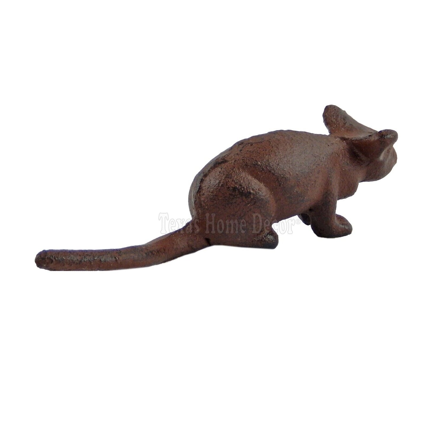 Little Mouse Figurine Statue Cast Iron Rustic Brown Finish Paper Weight 5" Long