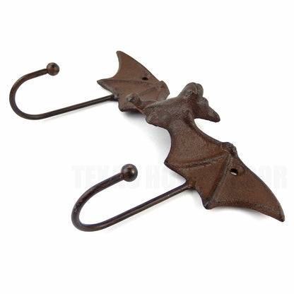 Flying Bat Wall Hook Gothic Vampire Key Towel Coat Hanger Rustic Brown Cast Iron