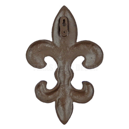 Cast Iron Fleur De Lis Wall Plaque Sign Rustic Victorian Antique Style 9 1/2 in