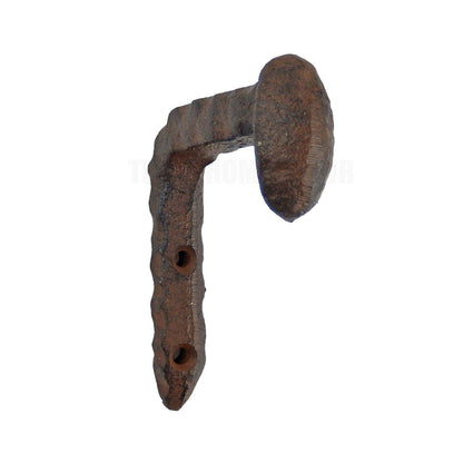 Cast Iron Bent Railroad Spike Wall Hook Hammer Forged Industrial Towel Hanger