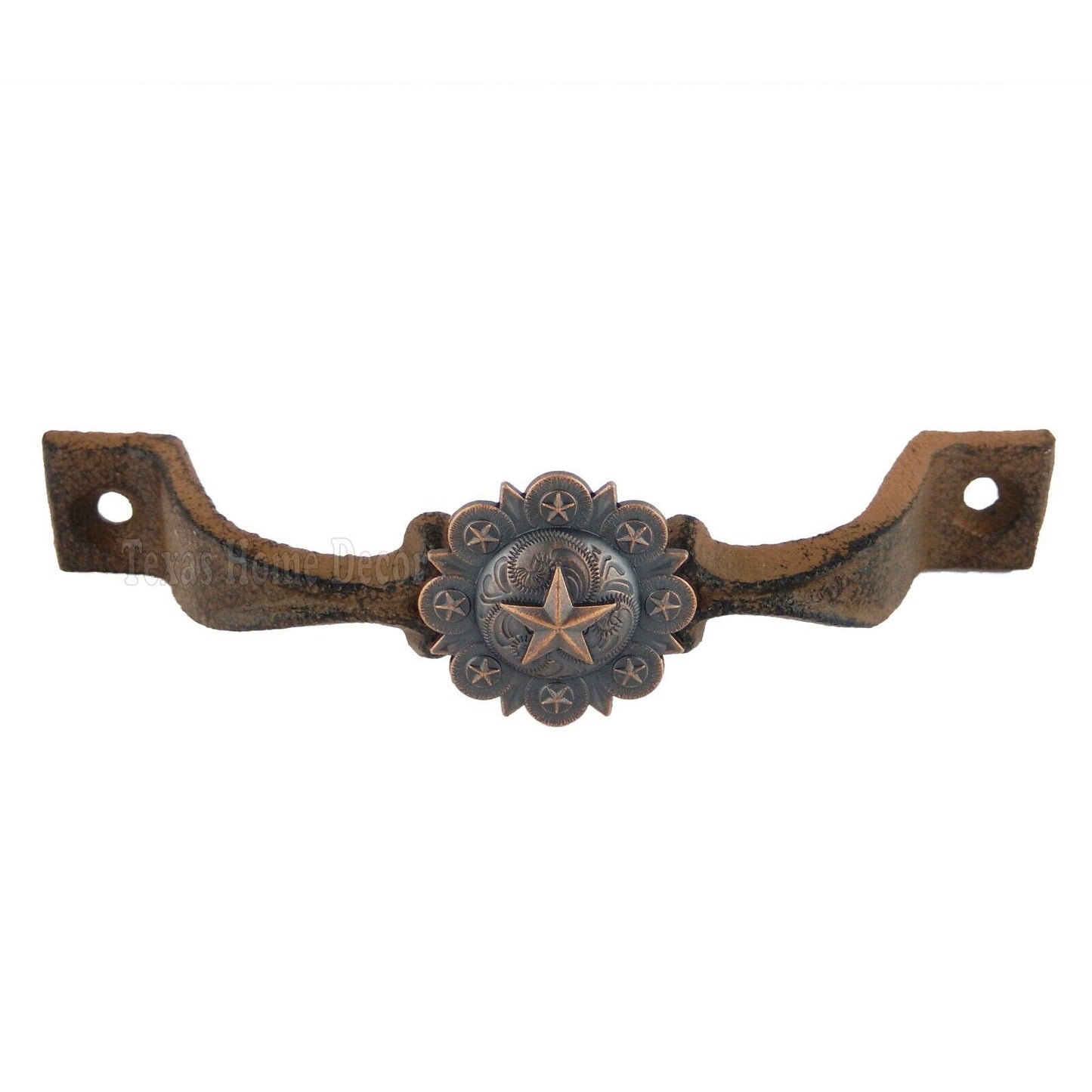 Rustic Star Handle Copper Concho Door Drawer Pull Cast Iron Antique Style