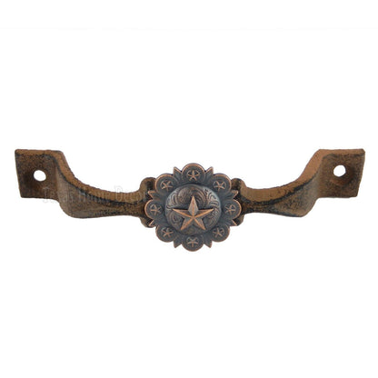 Rustic Star Handle Copper Concho Door Drawer Pull Cast Iron Antique Style