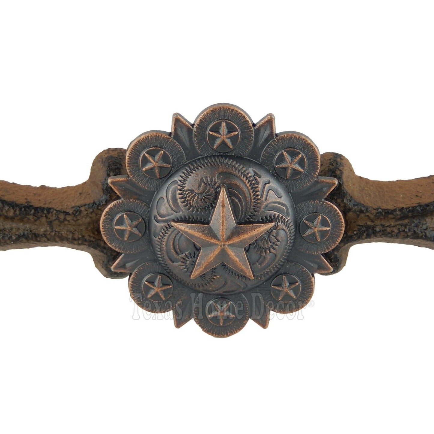 Rustic Star Handle Copper Concho Door Drawer Pull Cast Iron Antique Style