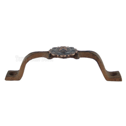 Rustic Star Handle Copper Concho Door Drawer Pull Cast Iron Antique Style