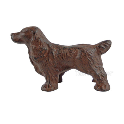 Cocker Spaniel Dog Figurine Statue Cast Iron Rustic Brown Finish 4 x 6 inch