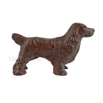 Cocker Spaniel Dog Figurine Statue Cast Iron Rustic Brown Finish 4 x 6 inch