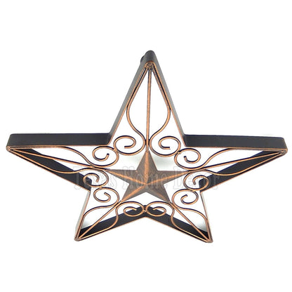 Brushed Copper Barn Star Filigree Scrolls Style Metal Plaque Sign 12 3/8 inch