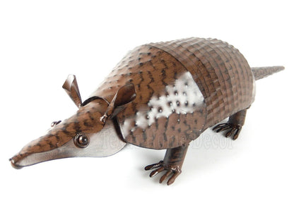 22" Long Metal Armadillo Figurine Yard Art Sculpture Springy Tail Texas Rustic