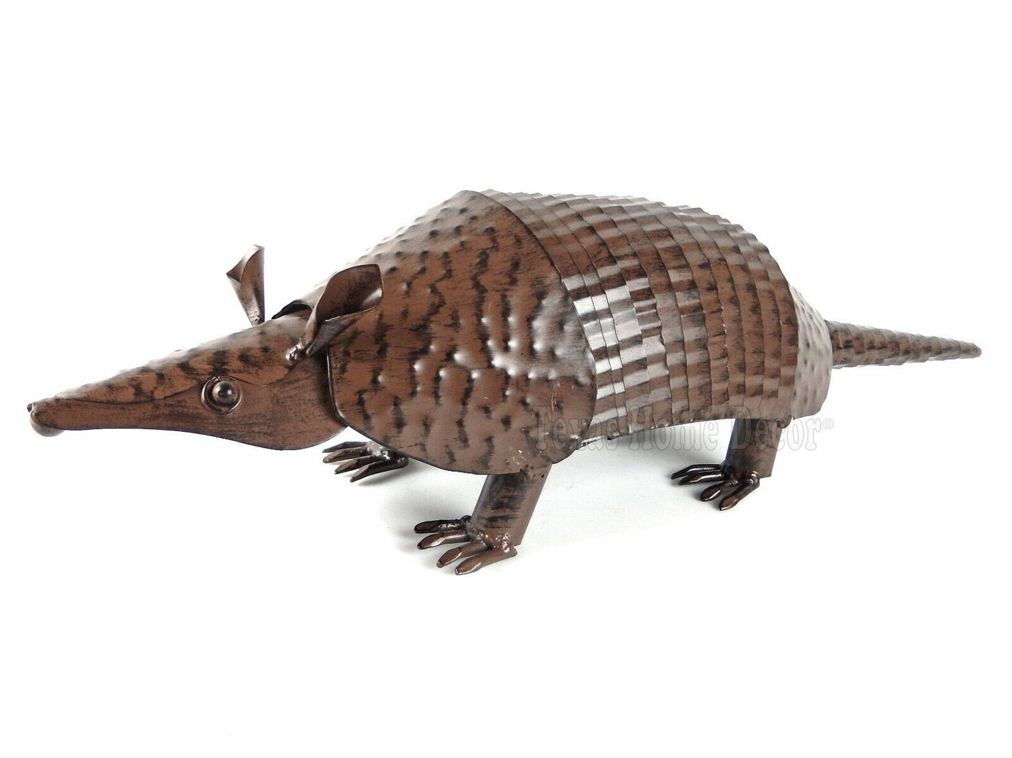 22" Long Metal Armadillo Figurine Yard Art Sculpture Springy Tail Texas Rustic