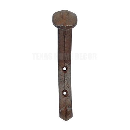 Railroad Bent Spike Double Wall Hook Industrial Cast Iron Key Coat Towel Hanger