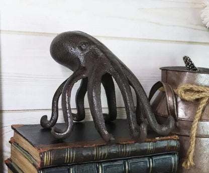 Octopus Figurine Bookend Phone Holder Paperweight Doorstop Nautical Cast Iron