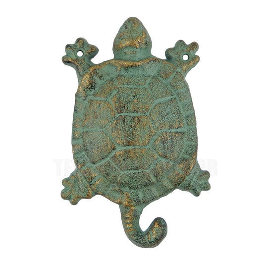 Turtle Wall Hook Cast Iron Towel Holder Key Rack Wall Mounted Nautical Green