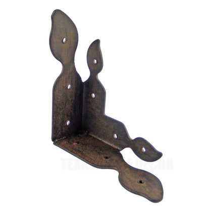 Rustic Brown Flourish Furniture Table Metal Corner Accent Brace Antique Style