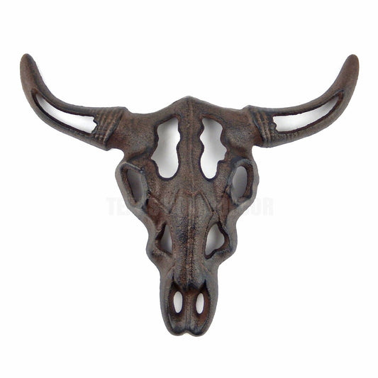 Heavy Duty Cast Iron Metal Longhorn Steer Cow Skull Wall Plaque Rustic Western