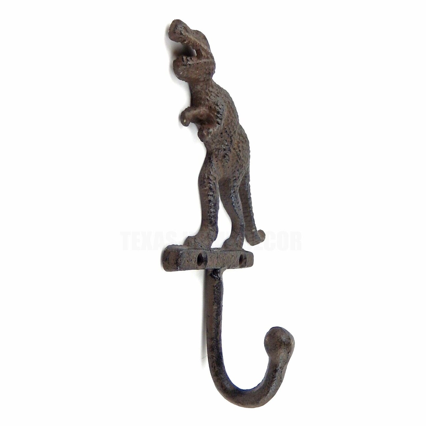 Dinosaur T-Rex Wall Hook Cast Iron Key Towel Coat Hanger Rustic Brown Finish