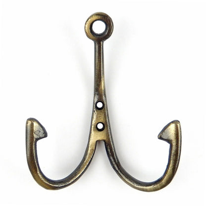 Fishing Wall Hook Metal Key Leash Towel Coat Hanger Antique Brass Nautical 5"