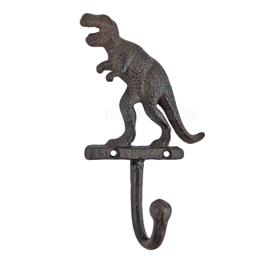 Dinosaur T-Rex Wall Hook Cast Iron Key Towel Coat Hanger Rustic Brown Finish