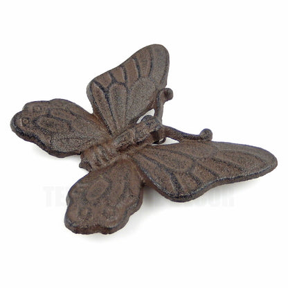 Small Cast Iron Butterfly Wall Decor Plaque Antique Brown Finish Garden Decor