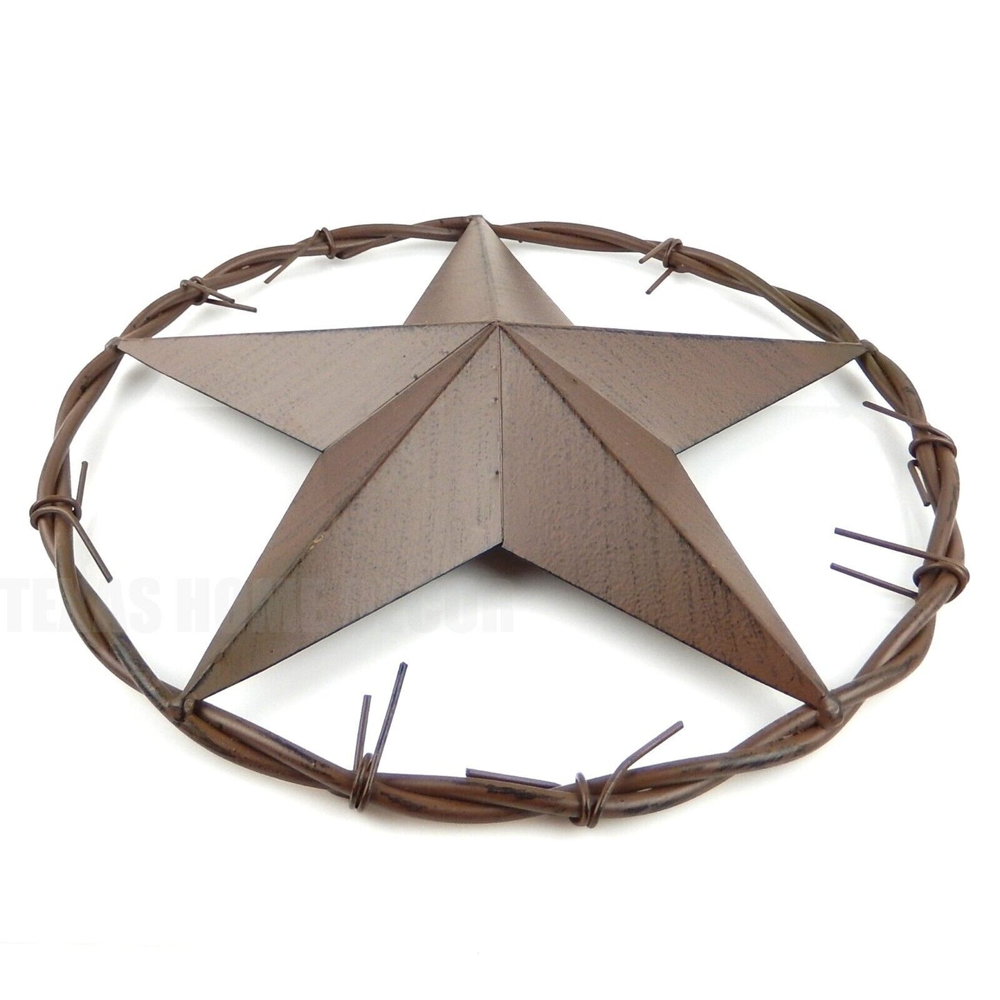 Texas Metal Barn Wall Star Barbed Wire Ring Rustic Brushed Brown Finish 12.5 in