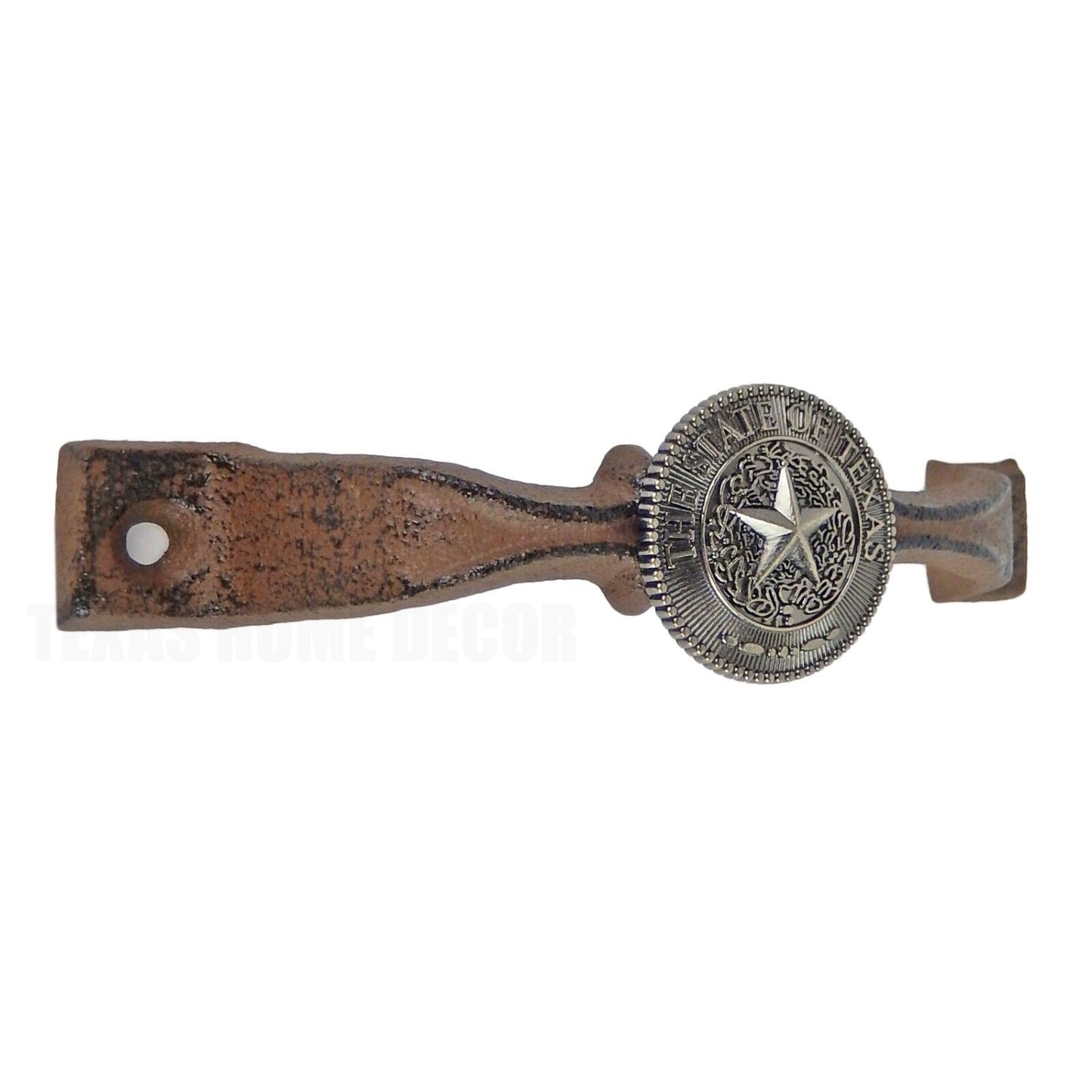 Rustic Cast Iron Silver Texas Star Seal Door Handle Cabinet Drawer Pull 6 1/8 in