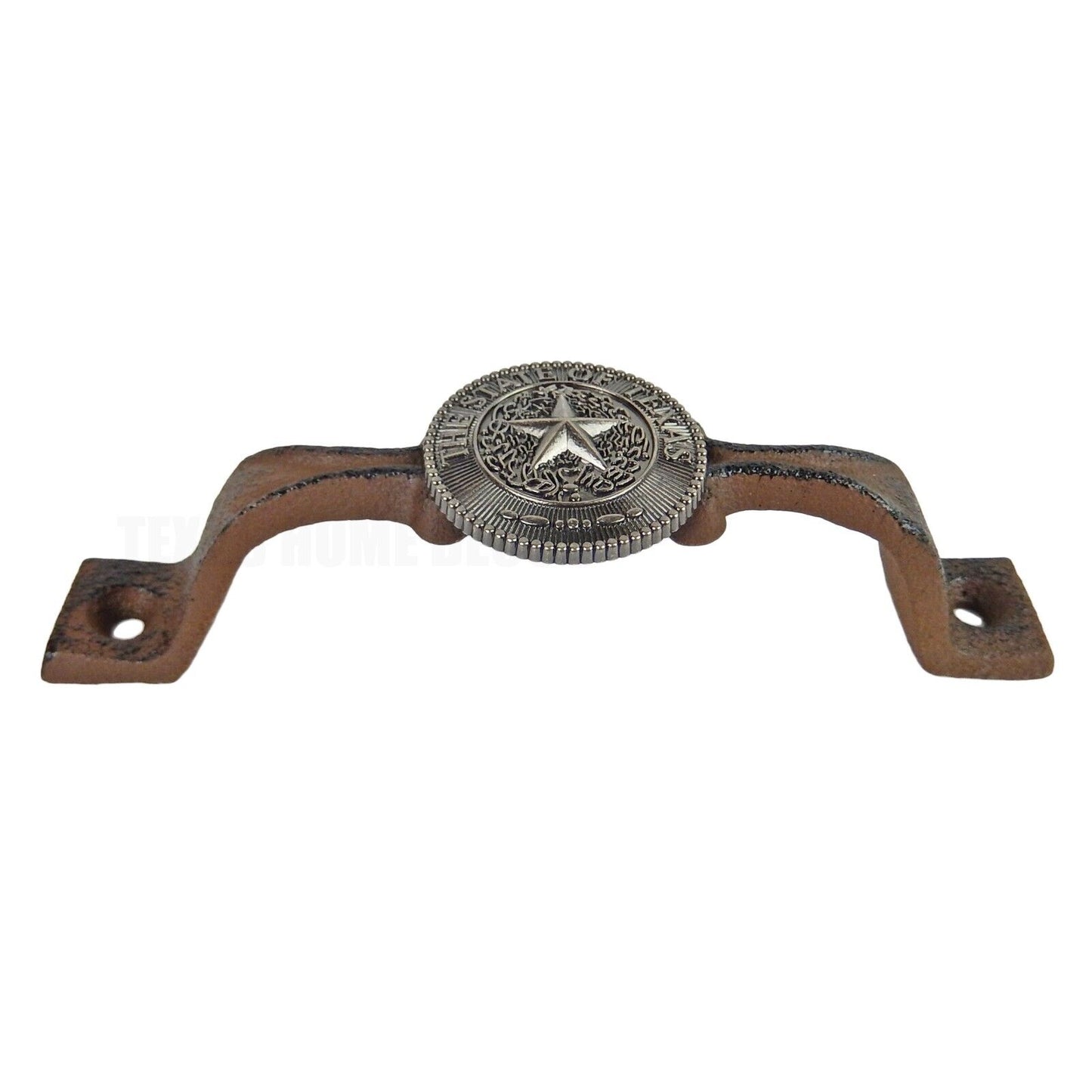 Rustic Cast Iron Silver Texas Star Seal Door Handle Cabinet Drawer Pull 6 1/8 in