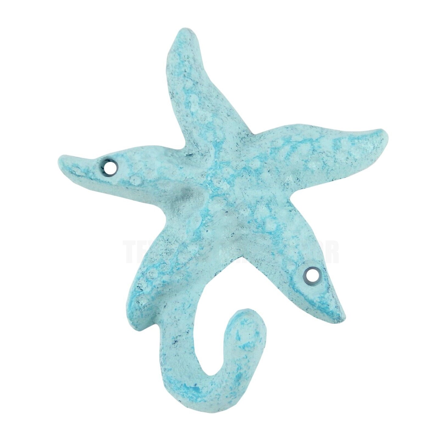 Cast Iron Starfish Bathroom Door Towel Hanger Nautical Key Towel Coat Hook Blue