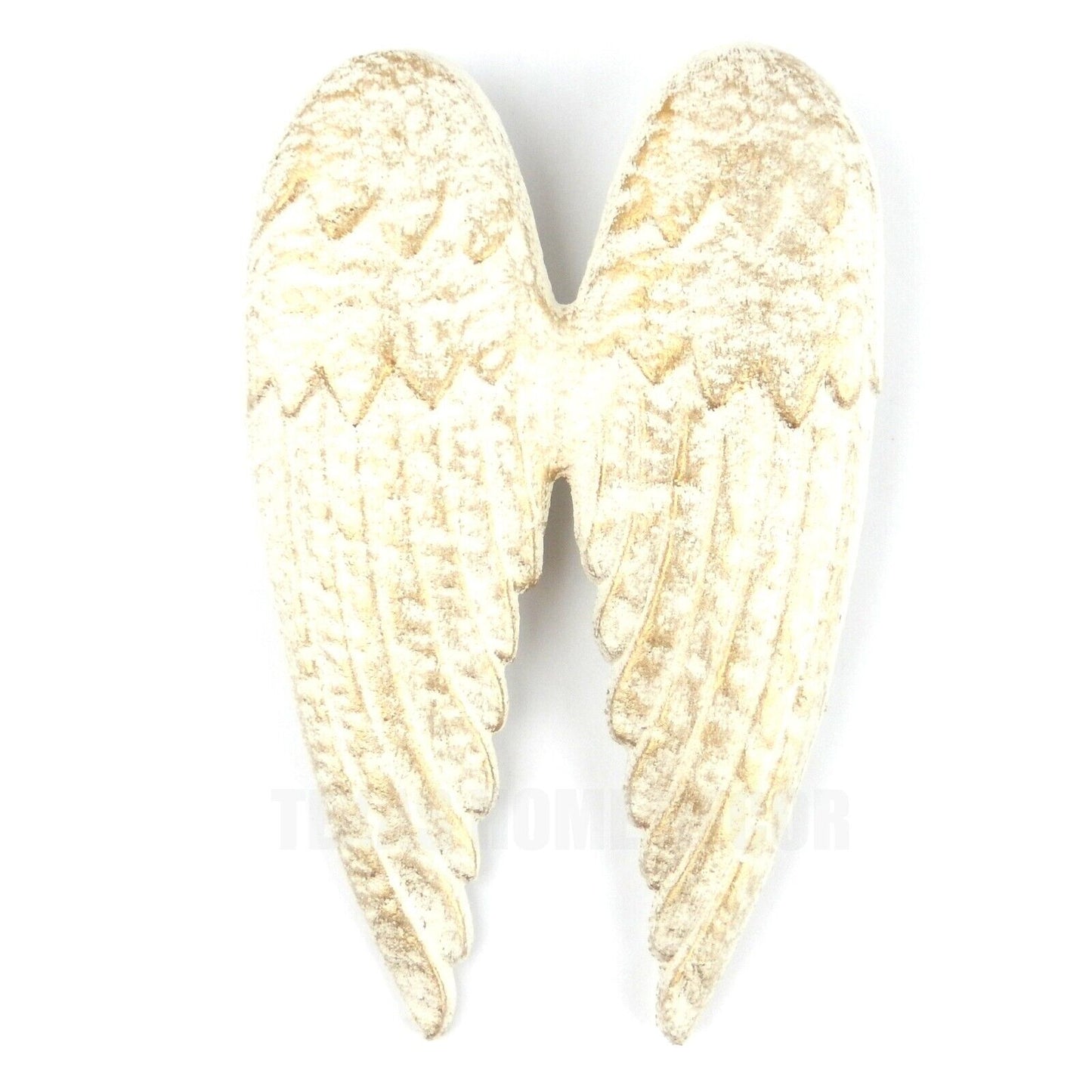 Angel Wings Wall Plaque Cast Iron Religious Vintage Style Antique White Gold