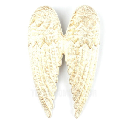 Angel Wings Wall Plaque Cast Iron Religious Vintage Style Antique White Gold