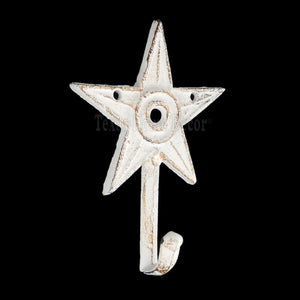 White Star Towel Hook Wall Coat Hanger Key Cast Iron Rustic Western Antique Look